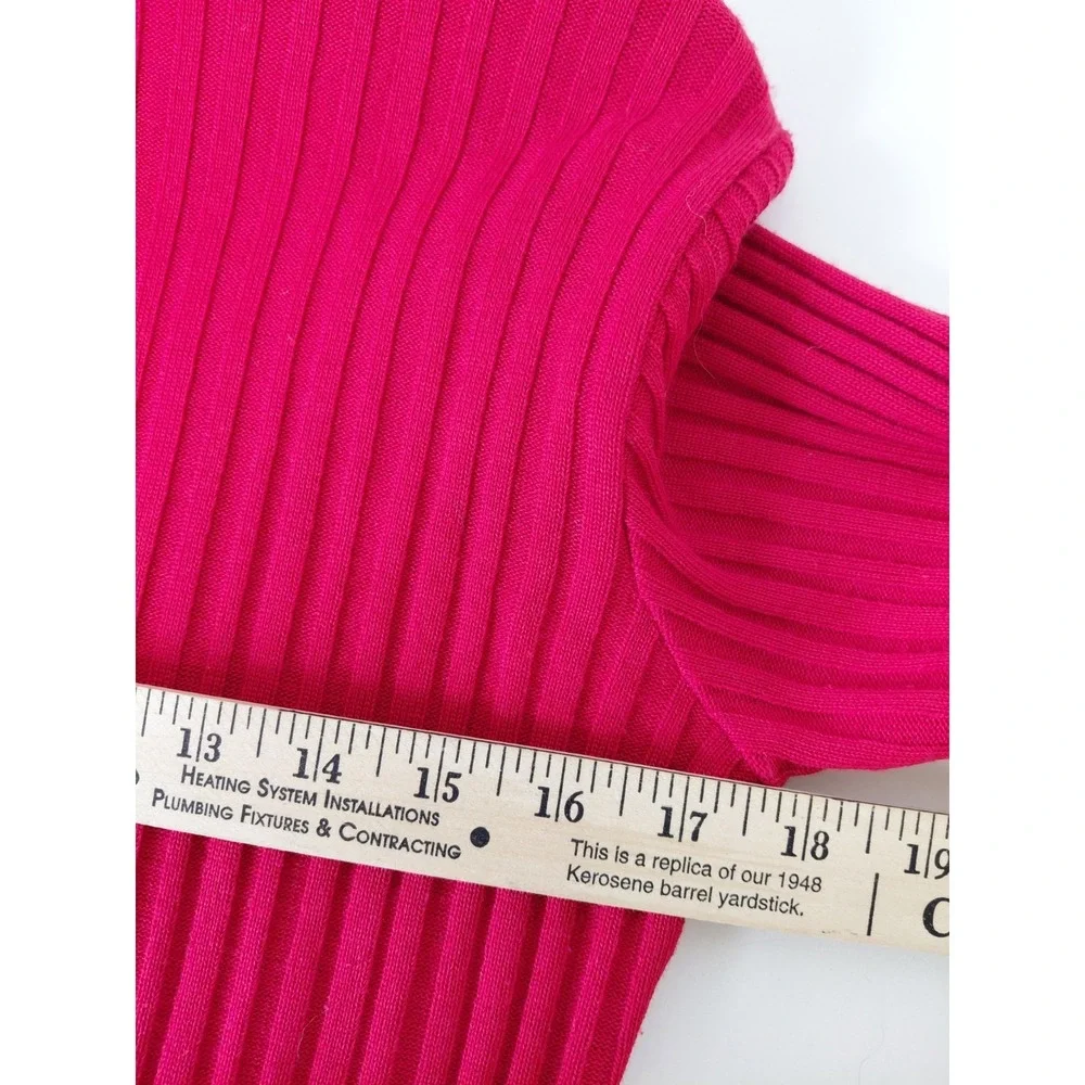 Vintage Solid Red Coldwater‎ Creek Longsleeve Knit Ribbed Dress Petite Small